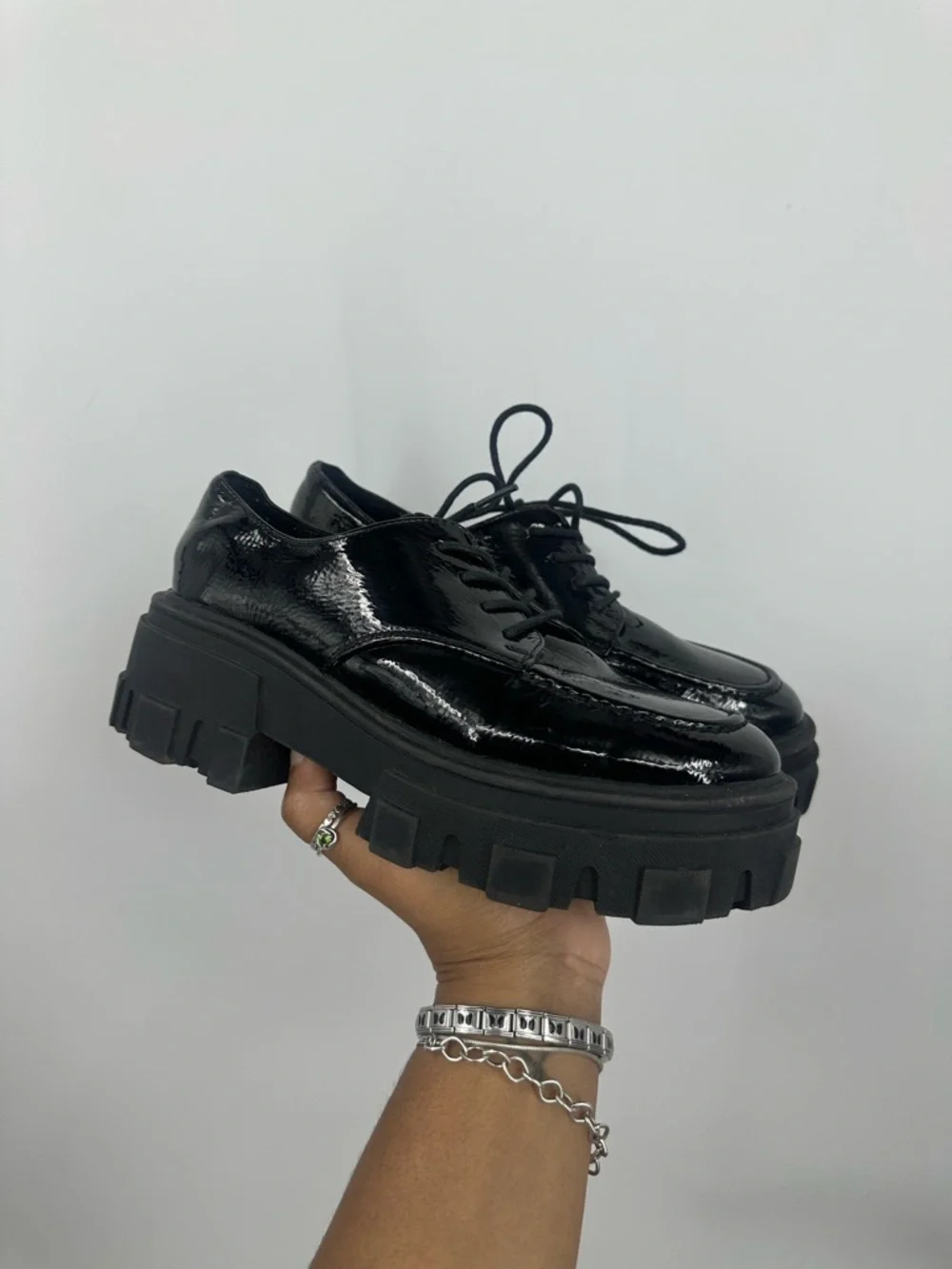 Asos Black Chunky Loafers Size Women's US 6 Grunge Goth Platforms